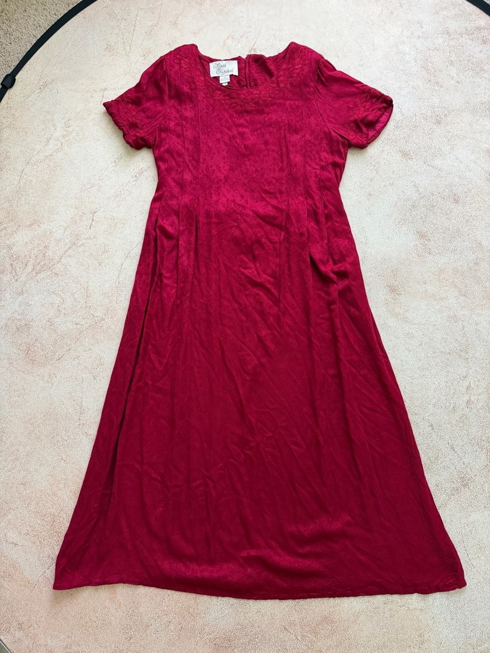 Sarah Elizabeth Ruby Red Maxi Dress with Short Sleeves
